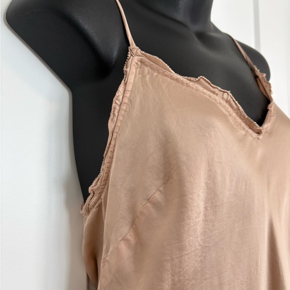 Aritzia Wilfred Ruffle Camisole Satin Tank Top Soft Blush Pink Size Small Medium - Picture 4 of 13